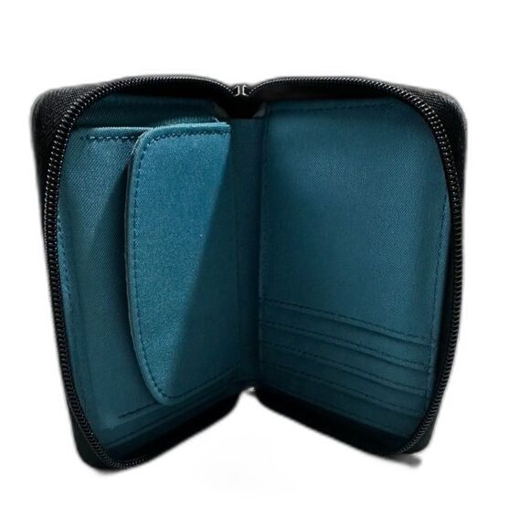 Anello Men’s Black Canvas Full Zip Small Size Wallet with Snap Coin Compartment - Picture 3 of 4